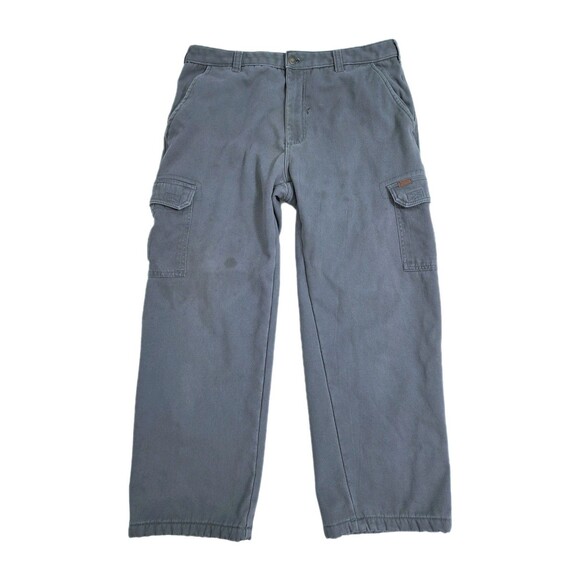 Stanley Mens 38x30 Fleece Lined Cargo Pants Canvas Rugged Workwear Gray - Picture 1 of 9